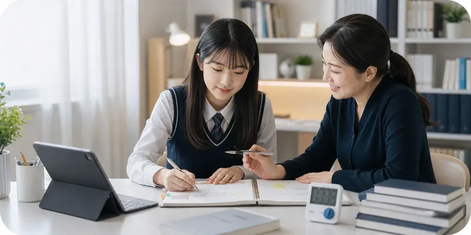 학습 습관을 관리하는 학생